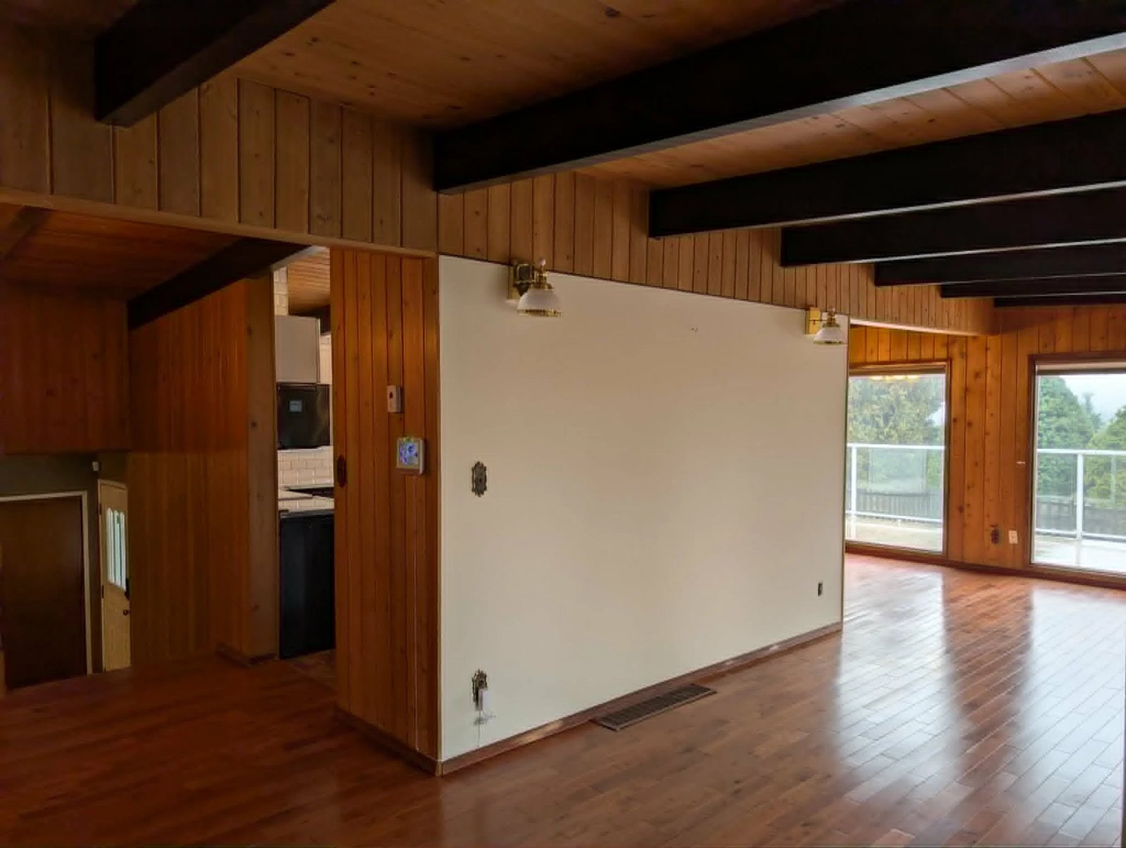 Cedar-panelled living space